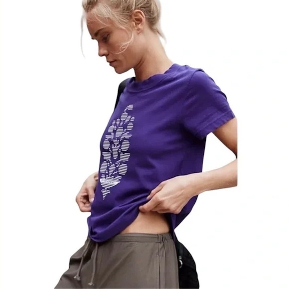 NWOT FP Movement by Free People Purple Game Time logo Short Sleeve Tee - Picture 2 of 3